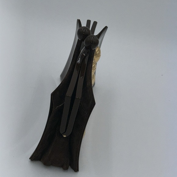 Tory Burch Vintage Rare Brown Lucite, Gold Embossed Scarab & Suede Back Clutch - Picture 2 of 8